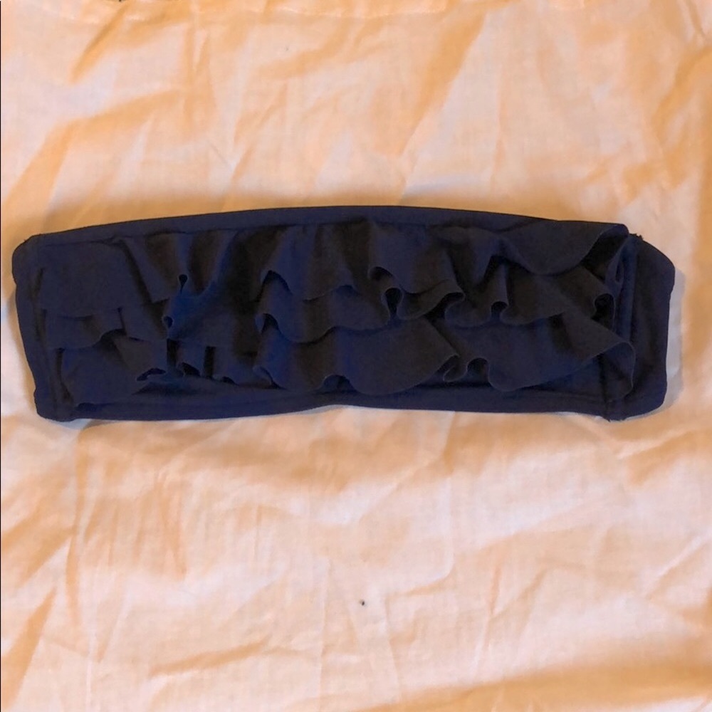 GAP Strapless bandeau ruffle blue bikini top